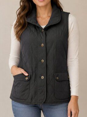 Talbots Quilted Vest – Petite Small – Black